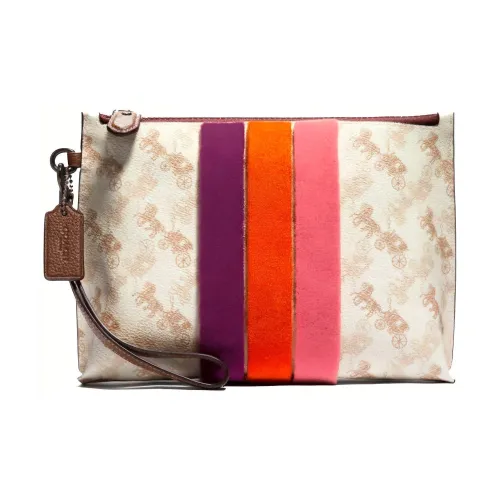 COACH Charlie Покрытие Холст с кожаной вставкой клатч среднего размера женский коричневый белый многоцветный