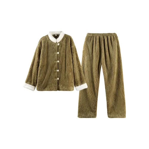 Q'NIANMA Пижамный комплект женский коричневый зеленый