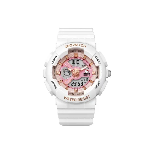 Zgo Sanrio Co Branded Электронный + Кварцевый Механизм Резиновый Ремешок Часы Женские Розовый Циферблат Часов