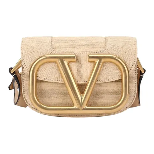 Valentino Ткани вязаные Синтетическое волокно рафии С кожаными вставками Сумка через плечо Сумка на плечо Женская Естественный