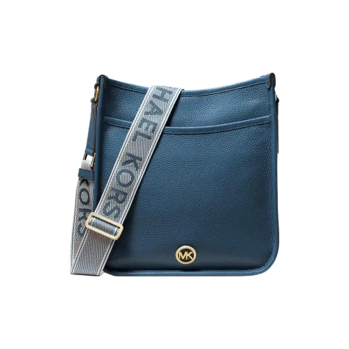 MICHAEL KORS Зернистая текстура кожа кожа курьерская сумка сумка сумка через плечо большая женская синяя