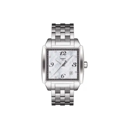 Tissot Quartz Механизм Женские часы Циферблат 34*37 мм Серебристый корпус из нержавеющей стали Ремешок из нержавеющей стали