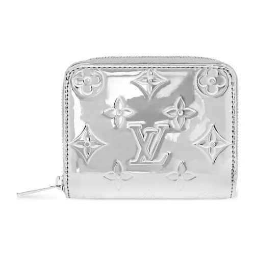 LOUIS VUITTON Zippy Покрытый холст Кошелек для монет Женский Серебряный