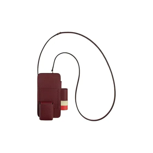 HERMES Hermèsway Epsom Телячья кожа Чехол для телефона Мужской Темно-красный