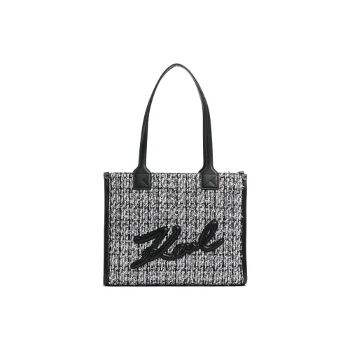 KARL LAGERFELD Хлопок Тоут Сумка Сумка для покупок Сумка Сумка через плечо Средняя Женская Белая и Черная