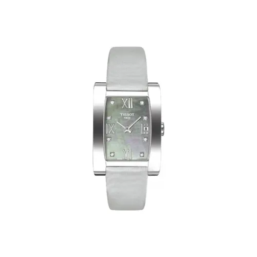 TISSOT Quartz Механизм Женские часы 34*25 мм Зеленый циферблат Корпус из нержавеющей стали Кожаный ремешок