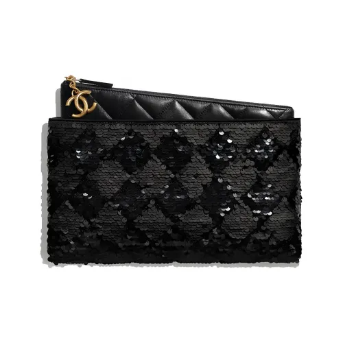 CHANEL Lambskin Bling Clutch Women's Black