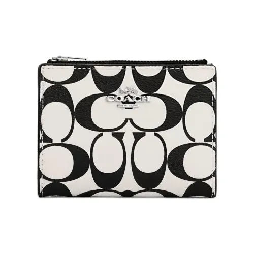 COACH Canvas с кожаными вставками клатч кошелек для монет кошелек унисекс мел и черный