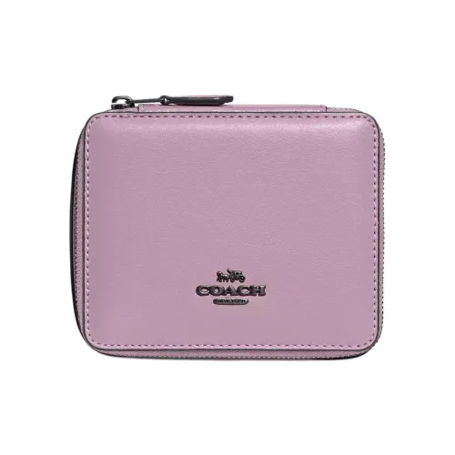 COACH Ювелирные украшения Bo Гладкая кожа Шкатулка для украшений Мешок для хранения Кейс для макияжа Мини Женские Сиреневый Фиолетовый