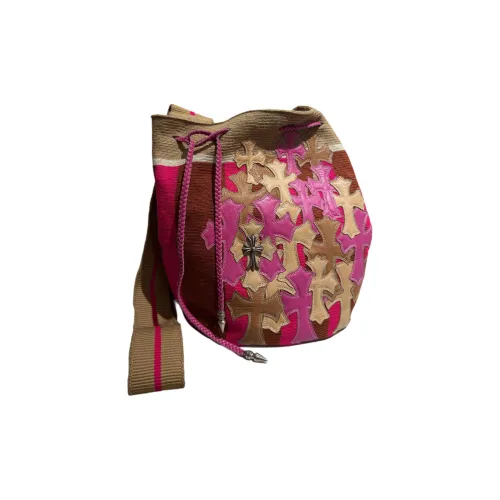 Chrome Hearts Многоцветная кожа ведрообразной сумки сумка через плечо женская розовый бежевый и коричневый
