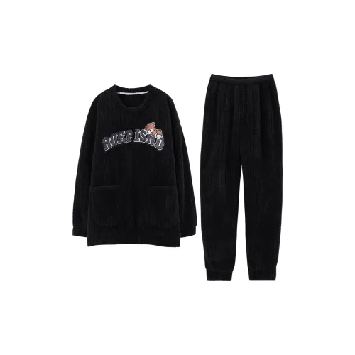 ROUKEER Черный мужской комплект пижам