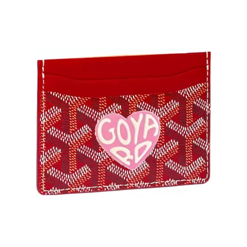 GOYARD Saint Sulpice Холст Телячья кожа Держатель для карт Держатель для карт Унисекс Красный Розовый Маленькое сердце