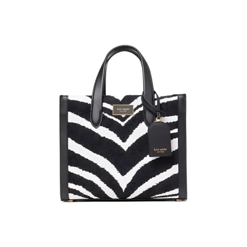 Kate Spade Manhattan Кожа с Ткань Тоут Сумка Сумка для покупок Сумка среднего размера Женская Черная и Белая