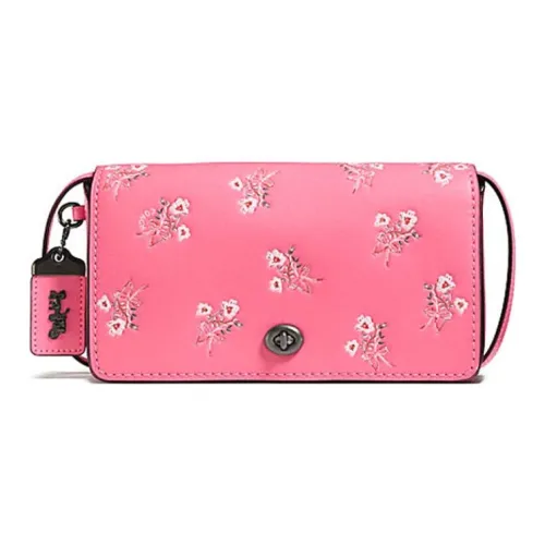 COACH Dinky Кожа Маленькая Квадратная Сумка Сумка через плечо Маленькая Женская Розовая