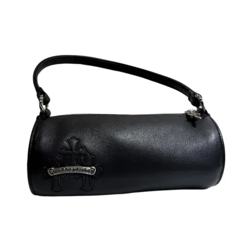 Chrome Hearts Кожа Ручка Держатель Сумка Цилиндрическая Сумка Сумка Сумка через плечо Женская Черная