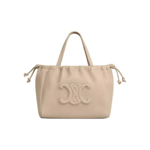 CELINE Cabas Телячья кожа с текстурой Сумка Маленькая Женская Светлый Бежевый