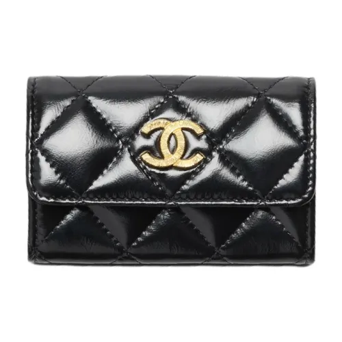 CHANEL Кошелек из овечьей кожи женский черный