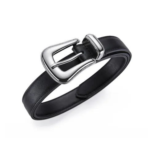 Jeccieziio Ремни из лощеной коровьей кожи Унисекс Серебряный Ширина 2,4 см