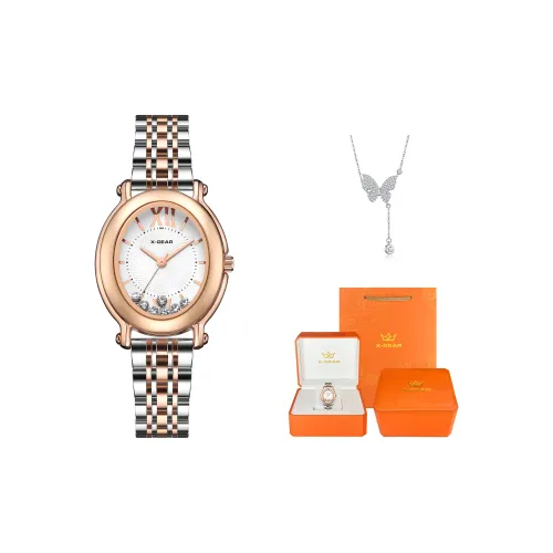 X Шестерня Винтаж Роскошь Студенческие Наручные часы Кварцевый механизм Ремешок из нержавеющей стали Часы для женщин Белый циферблат