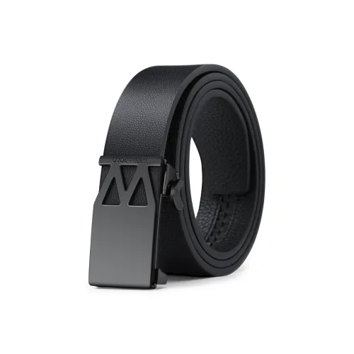 WilliamPOLO Ремень из коровьей кожи мужской матовый черный ширина 3,4 см