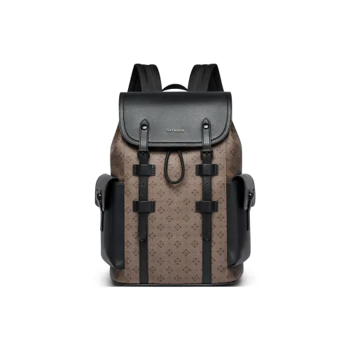 SEPTWOLVES Рюкзак из искусственной кожи QPL Унисекс Кофейный Черный