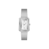 Серебряный корпус с белым циферблатом.