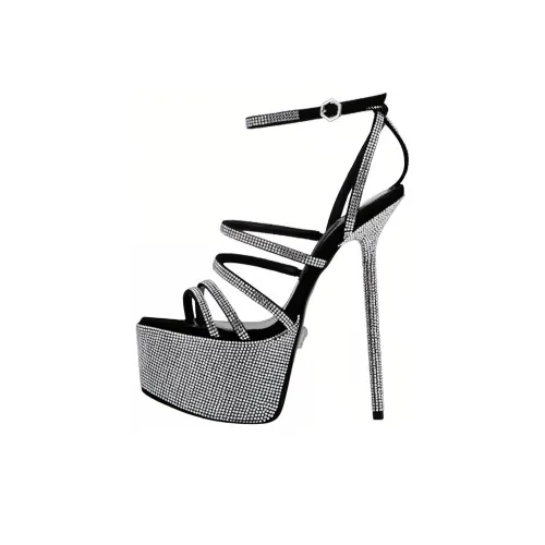 PHILIPP PLEIN One Ремешок Сандалии 12 см Женские Черные