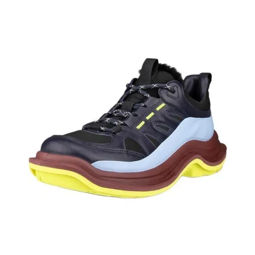 Ecco Slip-resistant Abrasion-resistant Low Top Casual Women's Black Blue Ecco Противоскользящий Устойчивый к истиранию Низкий Топ Повседневный Женский Черный Синий