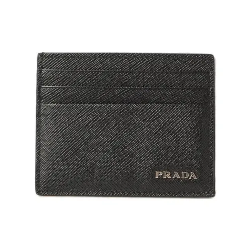 PRADA Saffiano кожаный кошелек для карт мужской черный