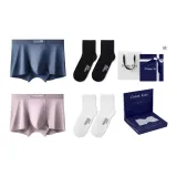 7A Антибактериальный 120S Модал [Королевский синий + Розовая кожа] [100% хлопок, носки, 2 упаковки] Коробка