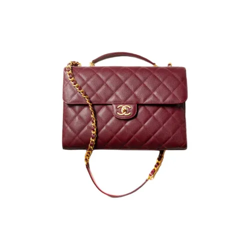 CHANEL Телячья кожа Вечерняя сумка Сумка через плечо Сумка Большая Женская Бордовая