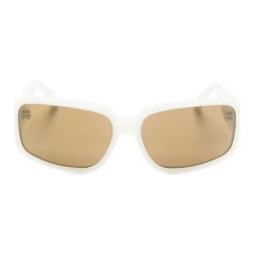 DRIES VAN NOTEN Nylon Acetate Rectangular Sunglasses Unisex White