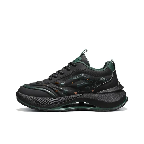 Warrior Slip-resistant Abrasion-resistant Lightweight Rebound Coating Low-Top Running Shoes Men's Black Green Вариант 1 Warrior противоскользящий устойчивый к истиранию легкий покрытие с отскоком низкий верх беговые кроссовки мужской черный зеленый