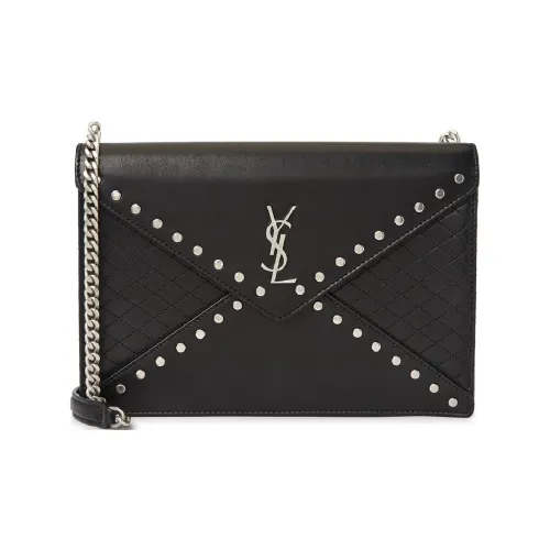SAINT LAURENT Монограмма Конверт Сумка из овечьей кожи Сумка через плечо Сумка на плечо Женская Черная