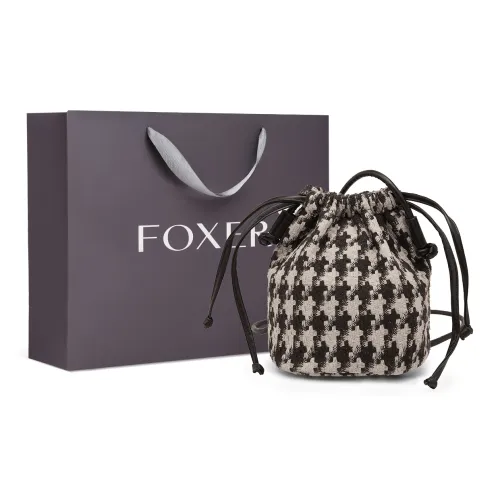 FOXER Синтетическая кожа Ткань Шнур Сумка-ведро Легкая Сумка через плечо Стандартная Женская Коричневая