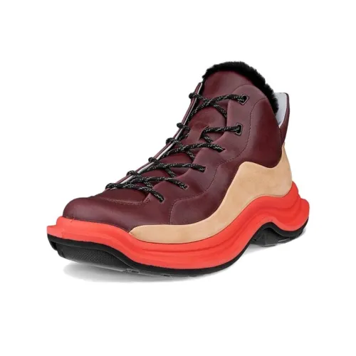 Ecco Противоскользящая Устойчивая к истиранию Высокий Топ Повседневная Обувь Женская Красный Розовый