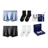 7A Антибактериальный 120S Модал [Светло-синий + Черный] [100% хлопок, носки, 2 упаковки] Коробка