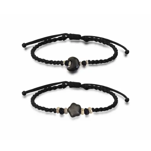 MUYAN Обсидиан Звезда и Луна Ручной Шнурок Унисекс