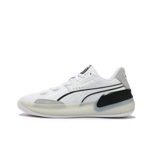 PUMA Clyde Hardwood Баскетбольные кроссовки Низкие Топ Белый/Черный/Серый Унисекс