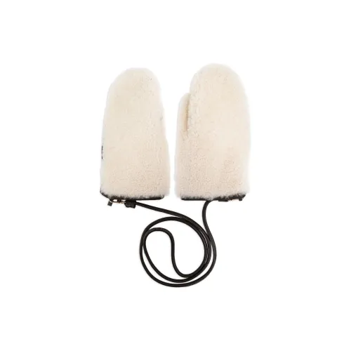 Yves Salomon Овечья шерсть Вязаные перчатки Женские Белый Черный