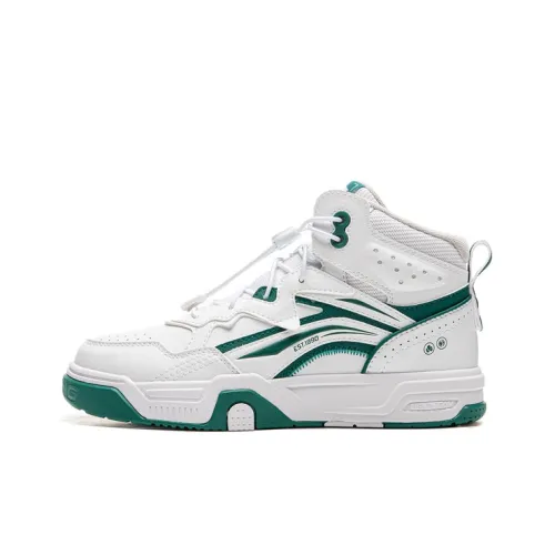 LINING YOUNG Детская повседневная обувь Высокий топ Стандартный Белый/Каменный Зеленый Школьный возраст