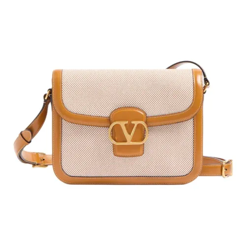 Valentino Garavani Canvas Сумка через плечо Женская Бежевая и Золотисто-коричневая