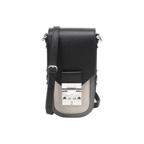 MCM Кожа Одно плечо Через плечо Чехол для телефона Маленький Женский Черный Серый