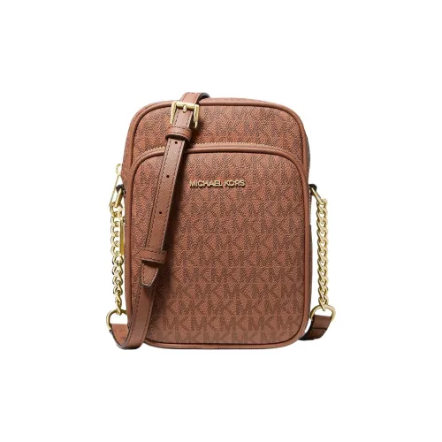 MICHAEL KORS Jet Set Travel Покрытый холст Сумка через плечо Средний Женские Чемоданы Коричневый