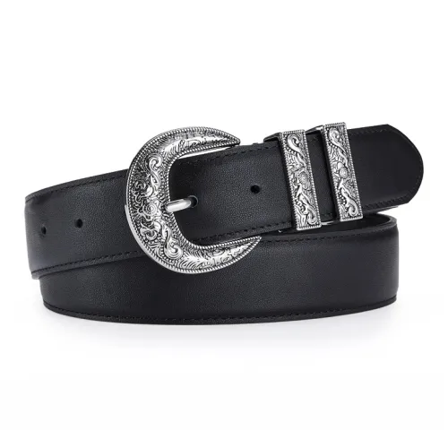 Jeccieziio Ремни из коровьей кожи унисекс серебряный ширина 3,5 см набор в подарочной коробке