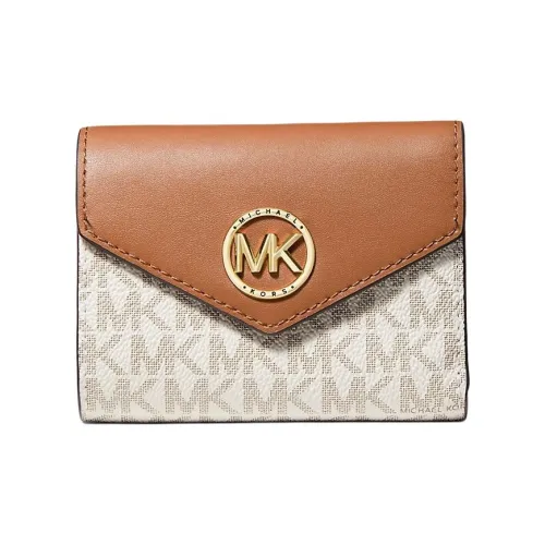 MICHAEL KORS Greenwich Покрытый холст Кошелек Средний Женские Белый и Коричневый