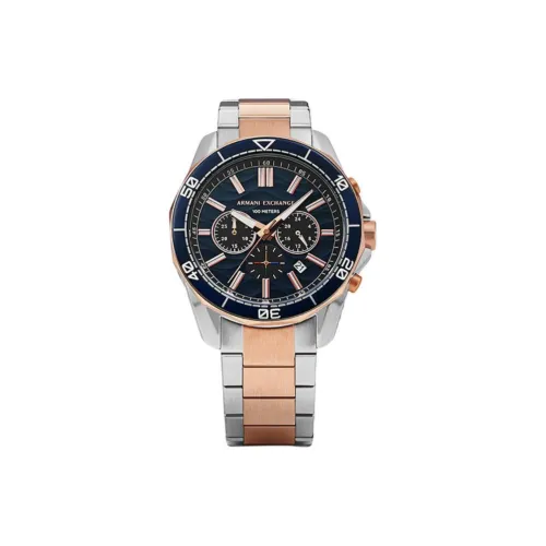 ARMANI EXCHANGEAE Мужские часы Кварцевый механизм Ремешок из нержавеющей стали 44 мм Синий циферблат