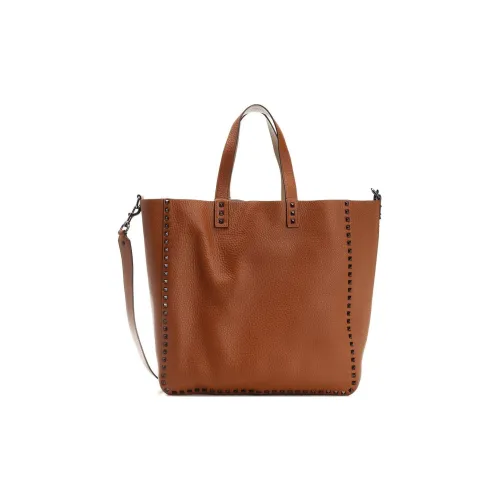 Valentino Rockstud Кожа Тоут Сумка Сумка для покупок Сумка через плечо Сумка Женская Коричневая