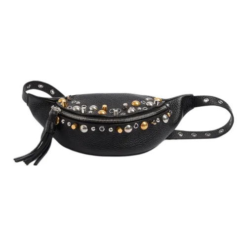 Valentino Блестящий Телячья кожа Бананка Мужской Черный