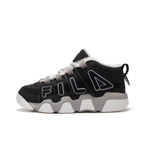 FILA FUSION Buster Пухлые туфли Устойчивые к истиранию MID Топ Винтажные баскетбольные кроссовки Женские Черный белый